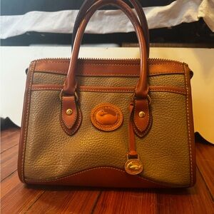Dooney & Bourke Brown and Tan All Weather Leather Satchel Vintage